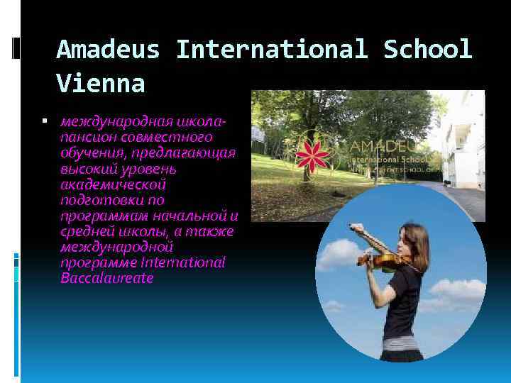 Amadeus International School Vienna международная школапансион совместного обучения, предлагающая высокий уровень академической подготовки по