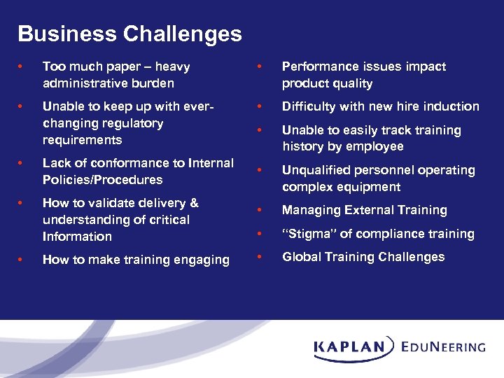 Business Challenges • Too much paper – heavy administrative burden • Performance issues impact