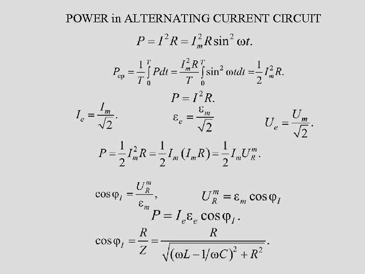 POWER in ALTERNATING CURRENT CIRCUIT 