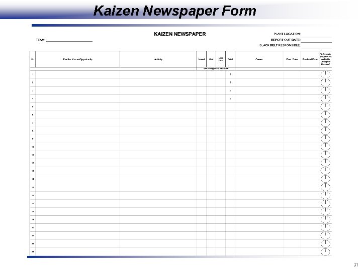 Kaizen Newspaper Form 37 