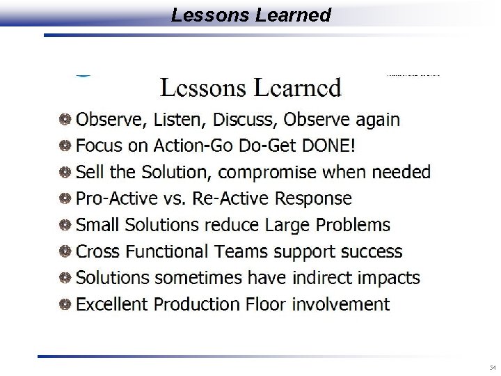 Lessons Learned 54 