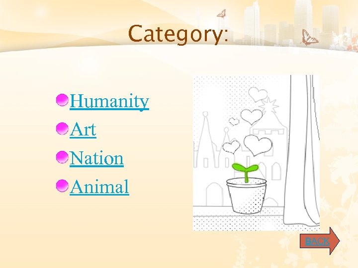 Category: Humanity Art Nation Animal BACK 