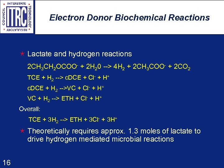 Electron Donor Biochemical Reactions é Lactate and hydrogen reactions 2 CH 3 CH 2