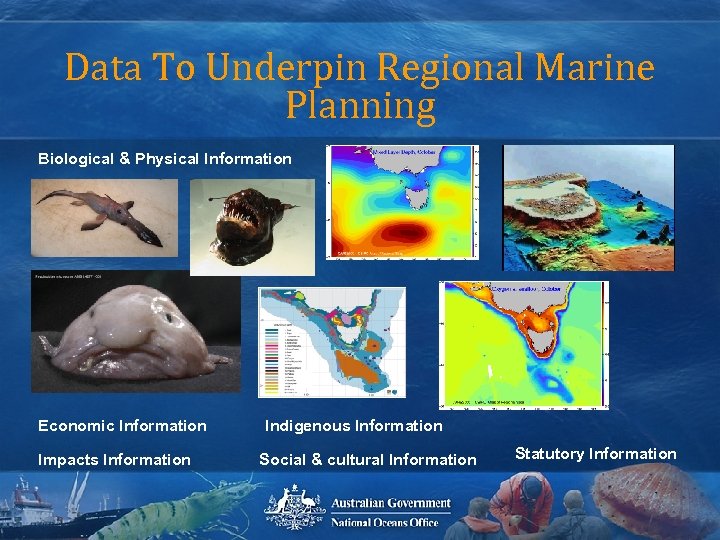 Data To Underpin Regional Marine Planning Biological & Physical Information Economic Information Impacts Information