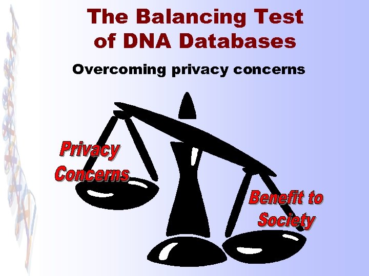 The Balancing Test of DNA Databases Overcoming privacy concerns 