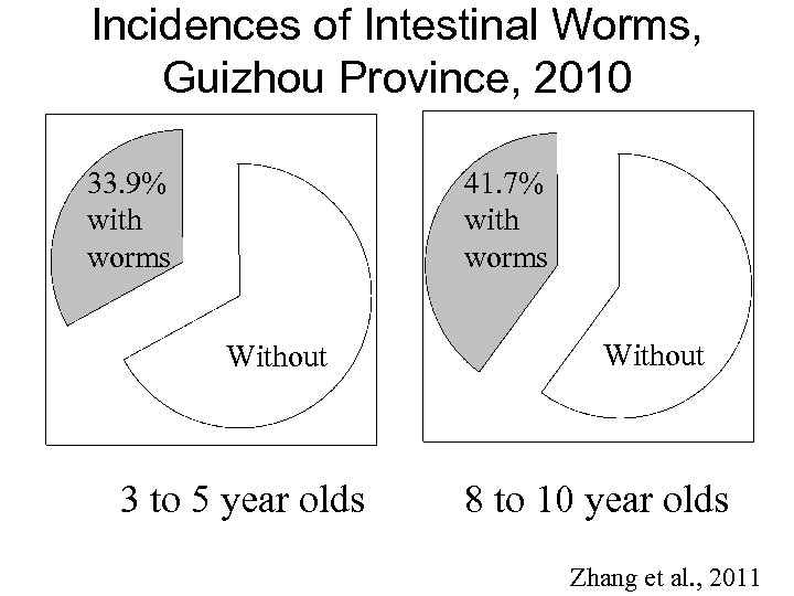 Incidences of Intestinal Worms, Guizhou Province, 2010 41. 7% with worms 33. 9% with