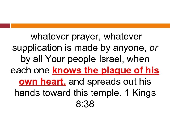  whatever prayer, whatever supplication is made by anyone, or by all Your people