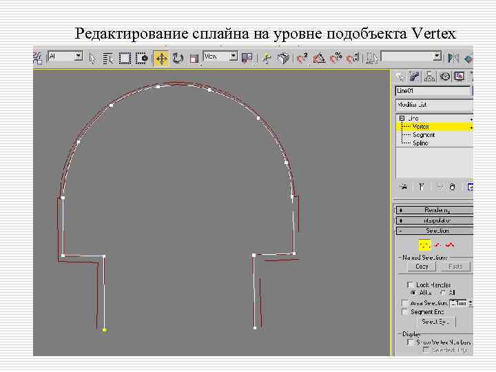 Редактирование сплайна на уровне подобъекта Vertex 