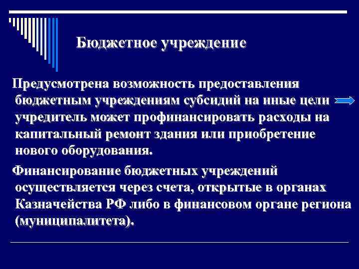 Бюджетное учреждение Предусмотрена возможность предоставления бюджетным учреждениям субсидий на иные цели учредитель может профинансировать
