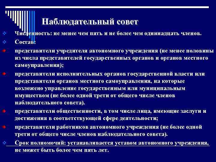 Наблюдательный совет v v v Численность: не менее чем пять и не более чем