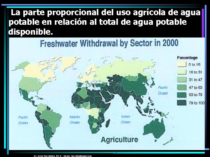 La parte proporcional del uso agrícola de agua potable en relación al total de