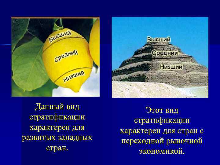 Данный вид стратификации характерен для развитых западных стран. Этот вид стратификации характерен для стран
