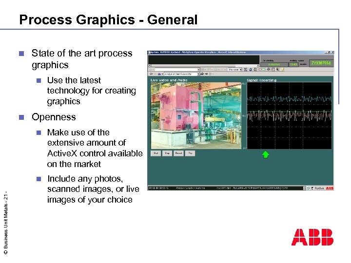 Process Graphics - General n State of the art process graphics n n Use