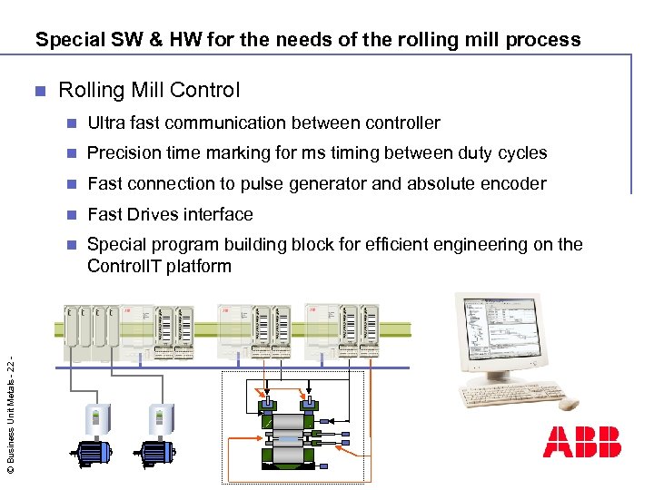 Special SW & HW for the needs of the rolling mill process n Rolling
