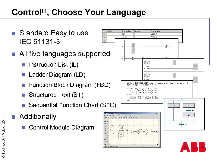 Control. IT, Choose Your Language n Standard Easy to use IEC 61131 -3 n