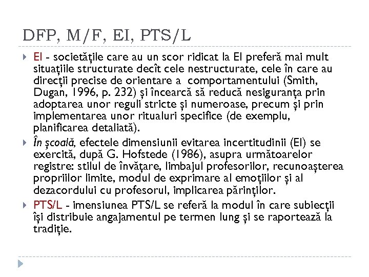 DFP, M/F, EI, PTS/L EI - societăţile care au un scor ridicat la EI
