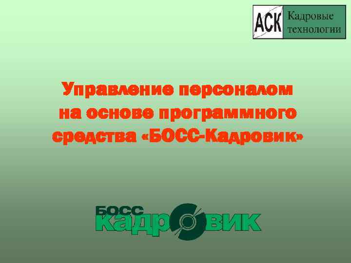 Управление персоналом на основе программного средства «БОСС-Кадровик» 