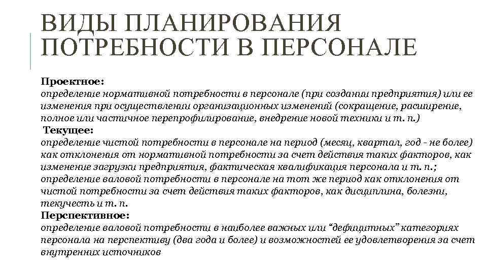 Какой вид планирования персонала включает в себя разработку планов рабочих смен