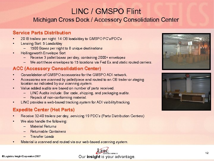 LINC / GMSPO Flint Michigan Cross Dock / Accessory Consolidation Center Service Parts Distribution