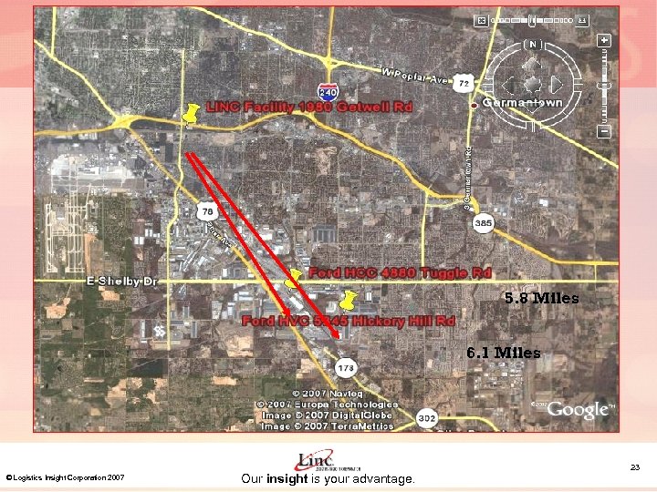 5. 8 Miles 6. 1 Miles © Logistics Insight Corporation 2007 Our insight is