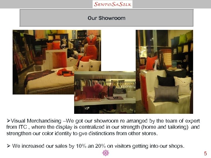 Our Showroom ØVisual Merchandising –We got our showroom re arranged by the team of