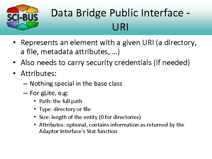 Data Bridge Public Interface URI • Represents an element with a given URI (a