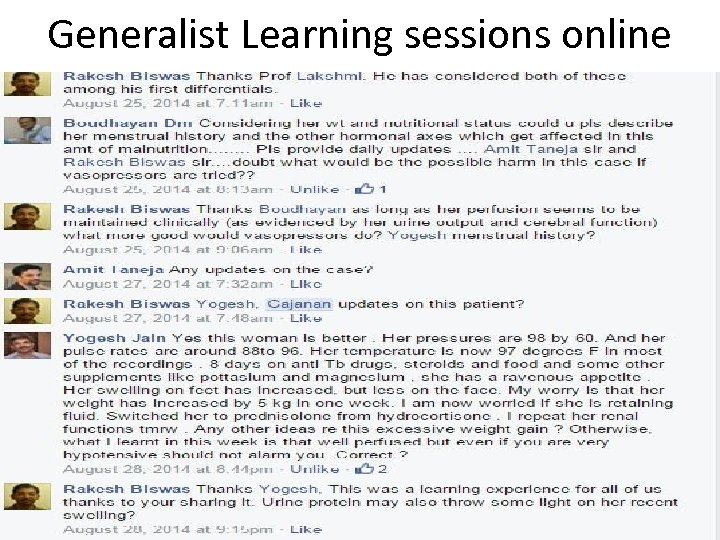Generalist Learning sessions online 