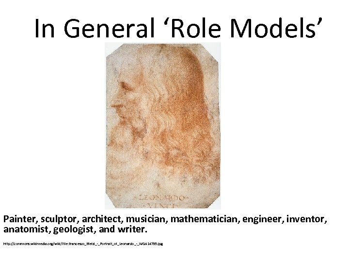 In General ‘Role Models’ Painter, sculptor, architect, musician, mathematician, engineer, inventor, anatomist, geologist, and