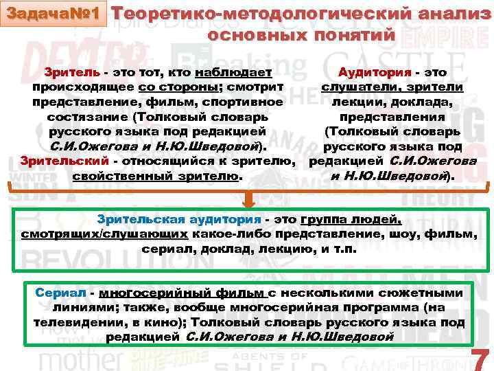 Задача№ 1 Теоретико методологический анализ основных понятий Зритель это тот, кто наблюдает происходящее со