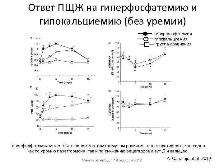 Ответ ПЩЖ на гиперфосфатемию и гипокальциемию (без уремии) гиперфосфатемия гипокальциемия группа сравнения Гиперфосфатемия может