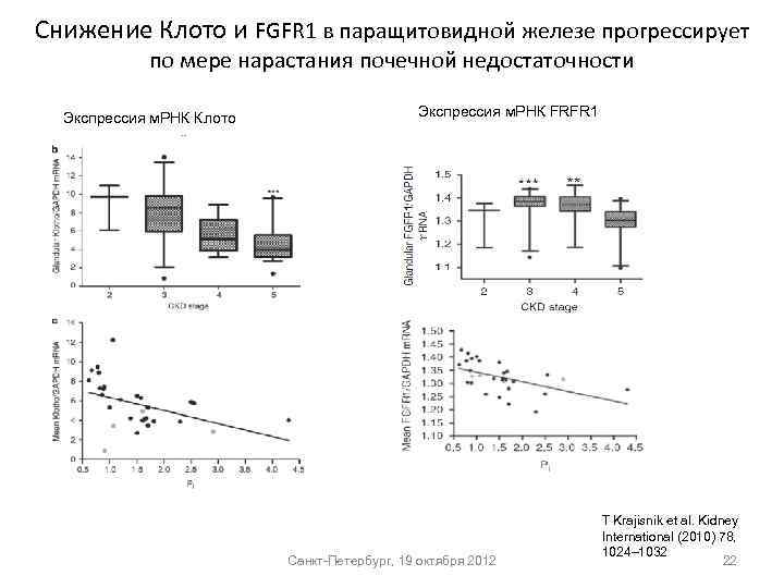 Снижение Клото и FGFR 1 в паращитовидной железе прогрессирует по мере нарастания почечной недостаточности