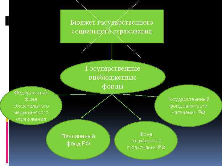 Бюджет государственного социального страхования Федеральный фонд обязательного медицинского страхования Государственные внебюджетные фонды Государственный фонд