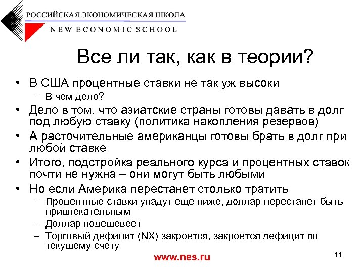 Все ли так, как в теории? • В США процентные ставки не так уж