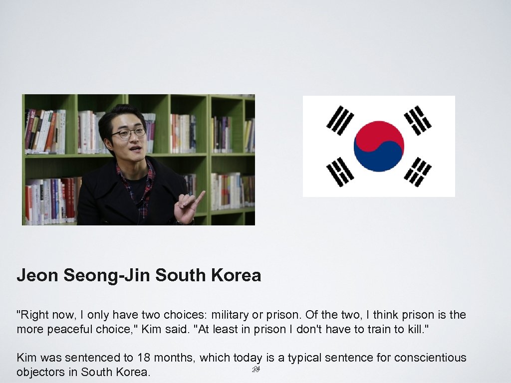 Jeon Seong-Jin South Korea "Right now, I only have two choices: military or prison.