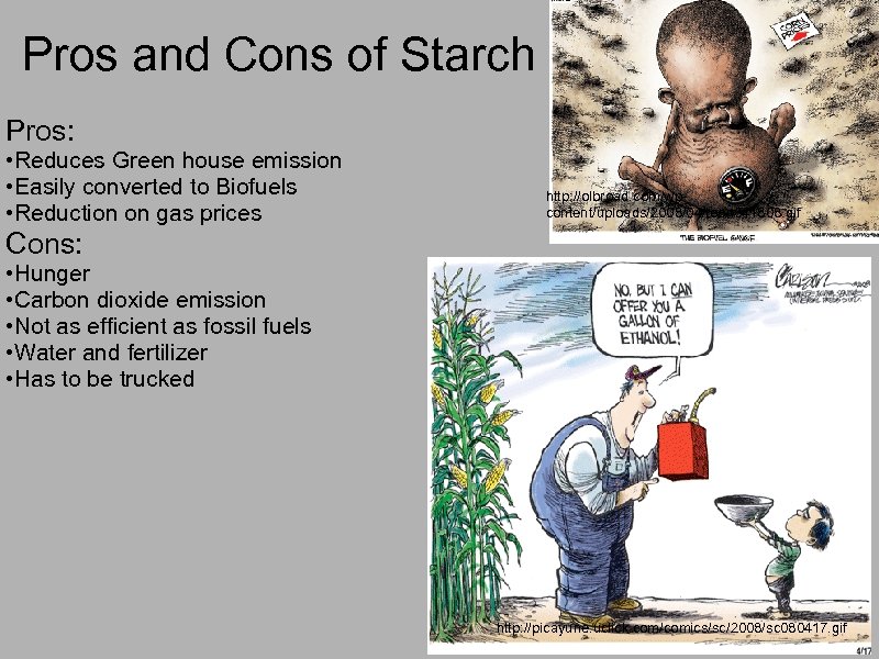 Pros and Cons of Starch Pros: • Reduces Green house emission • Easily converted
