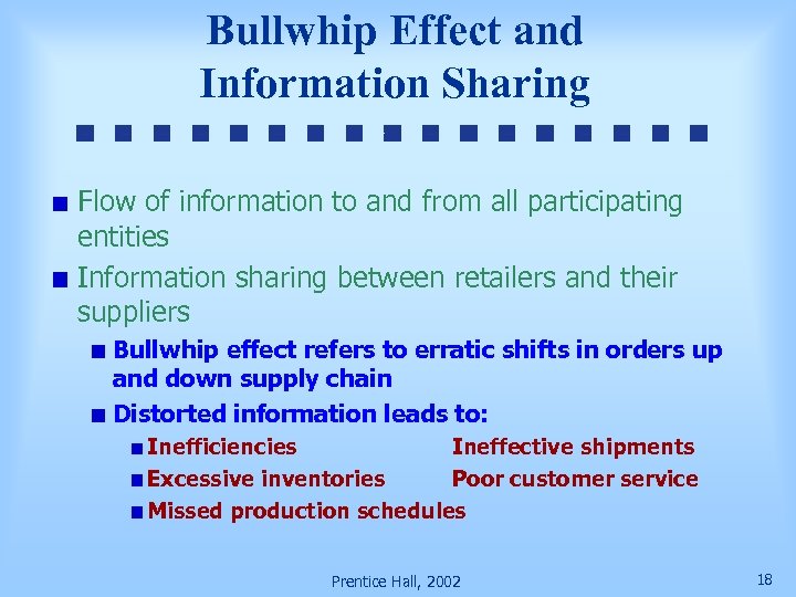 Bullwhip Effect and Information Sharing Flow of information to and from all participating entities
