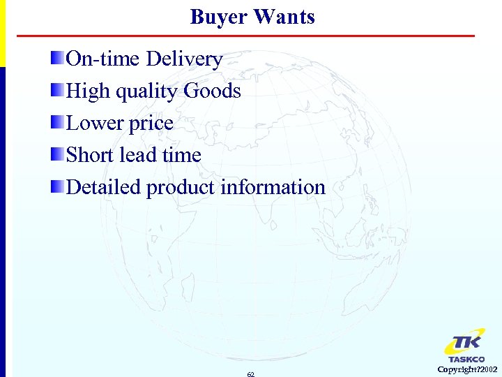 Buyer Wants On-time Delivery High quality Goods Lower price Short lead time Detailed product