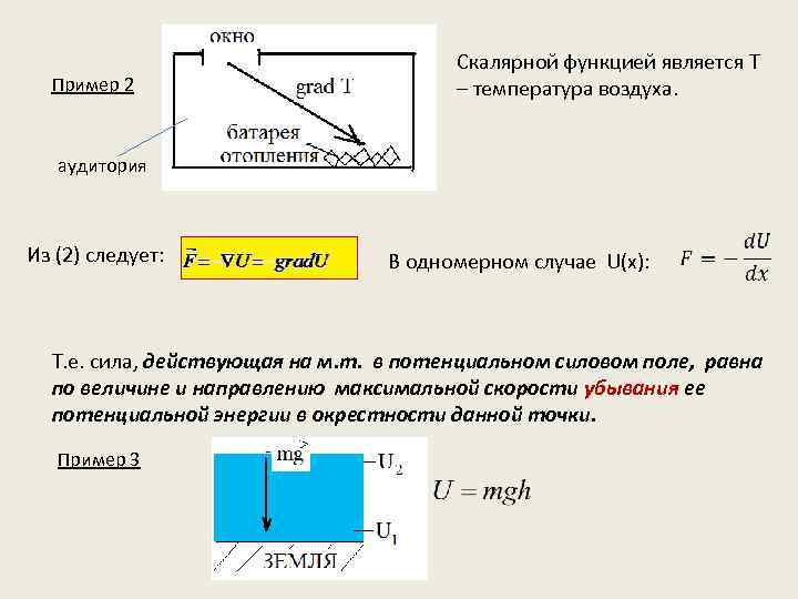 Пример 2 Скалярной функцией является Т – температура воздуха. аудитория Из (2) следует: В