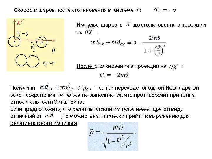 Скорость шара до удара