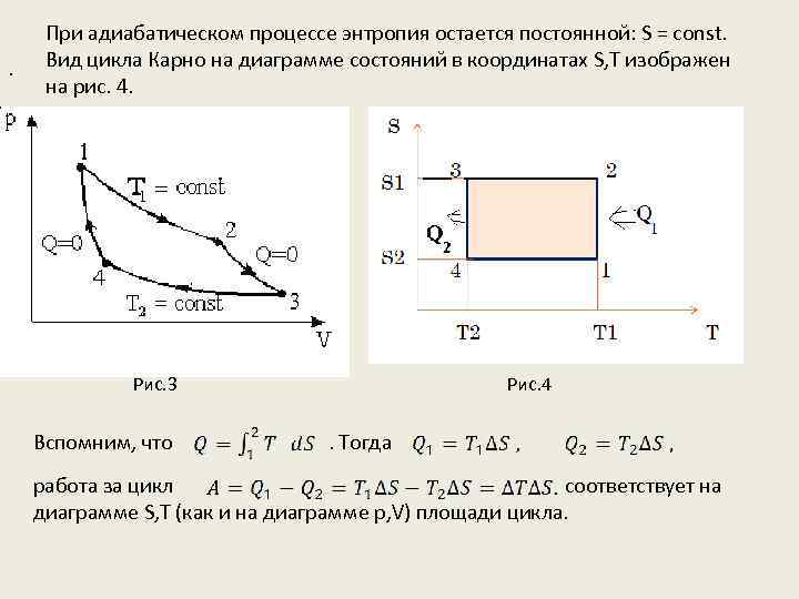 Увеличение энтропии в цикле карно