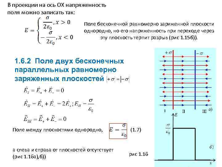 На рисунке 123 представлен график распределения проекции напряженности электрического поля