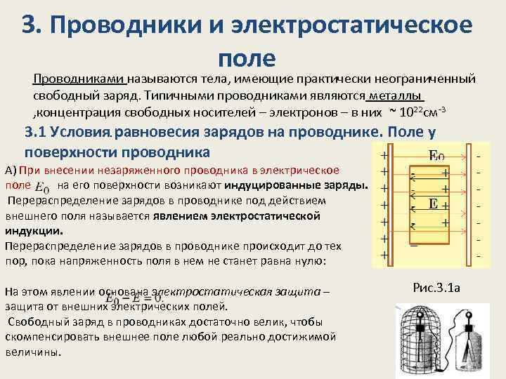 Проводники в постоянном электрическом поле 10 класс презентация