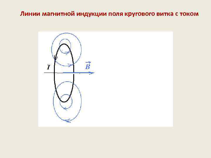 Линии магнитной индукции поля кругового витка с током 