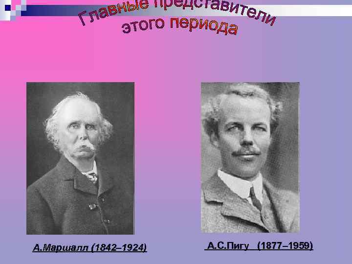 А. Маршалл (1842– 1924) А. С. Пигу (1877– 1959) 