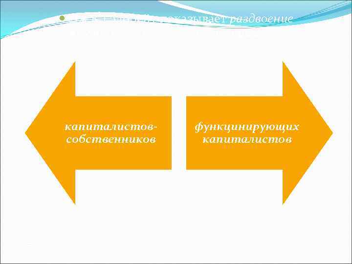  Дж. К. Гэлбрейт показывает раздвоение (дихотомию) в господствующих классах: капиталистовсобственников функцинирующих капиталистов 