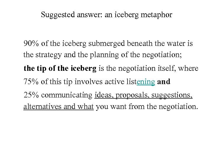 Suggested answer: an iceberg metaphor 90% of the iceberg submerged beneath the water is