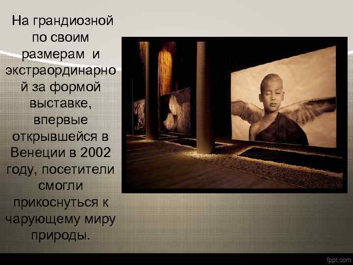 На грандиозной по своим размерам и экстраординарно й за формой выставке, впервые открывшейся в