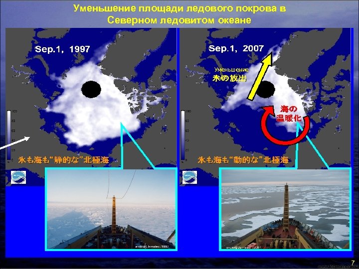 Уменьшение площади ледового покрова в Северном ледовитом океане Уменьшение льда 7 