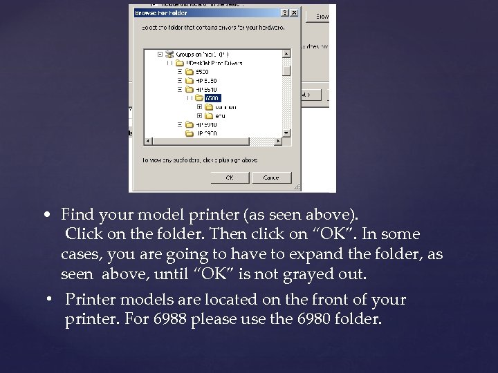  • Find your model printer (as seen above). Click on the folder. Then