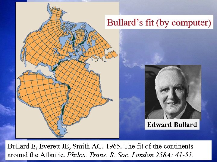 Bullard’s fit (by computer) Edward Bullard E, Everett JE, Smith AG. 1965. The fit